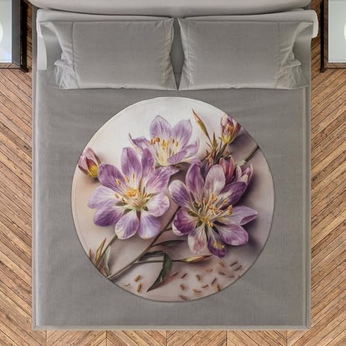 Couverture de plage ronde microfibre anti-sable grand format imprimé fleurs - 8