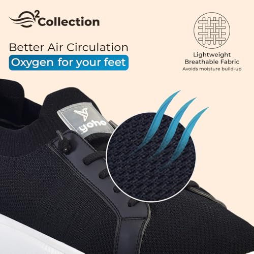 Image of YOHO Trip Sneakers for Men | Stylish Casual Shoes with Elastic Laces | Comfortable, Stretchable & Ultra-Lightweight | Premium Breathable Mesh Fabric