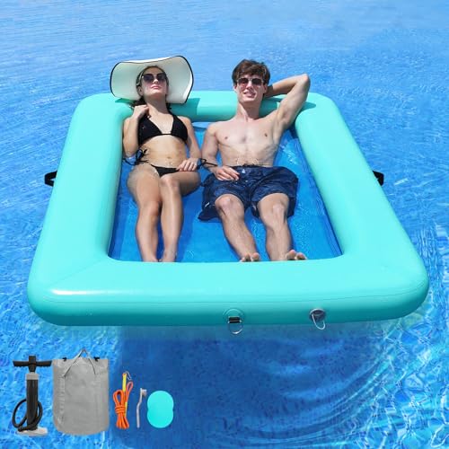 Rectangle Floating Ring 6.6ft x 5ft Inflatable Water Hammock Pool Floats Adult Lounger Float...
