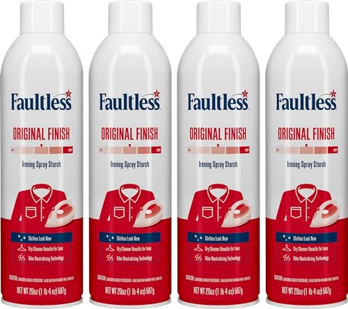 Laundry Starch Spray, Faultless Original Hold Ironing Enhancer Spray Starch for a Smooth Iron Glide on Clothes & Fabric (20oz 4 Pack) Even Spray, Easy Iron Glide, No Reside