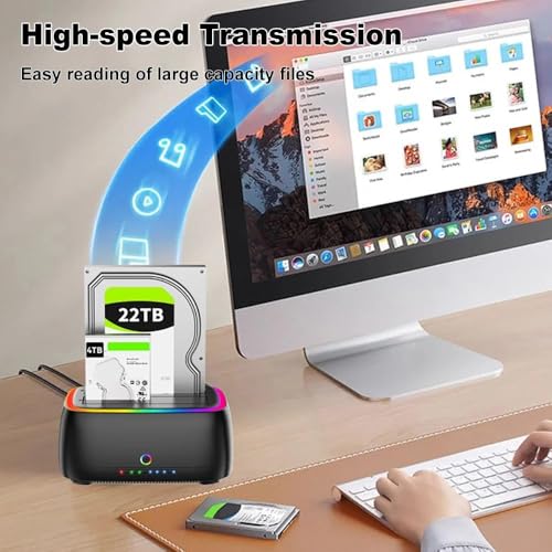Image of Tobo Dual-Bay Hard Drive Station USB3.0 5Gbps SATA HDD Docking Station for 2.5 /3.5 inch HDD /SSD Enclosure Clone Offline Enclosure HDD Reader Enclosure Adapter HDD External Supports up to 22TB TD-YPZ230R