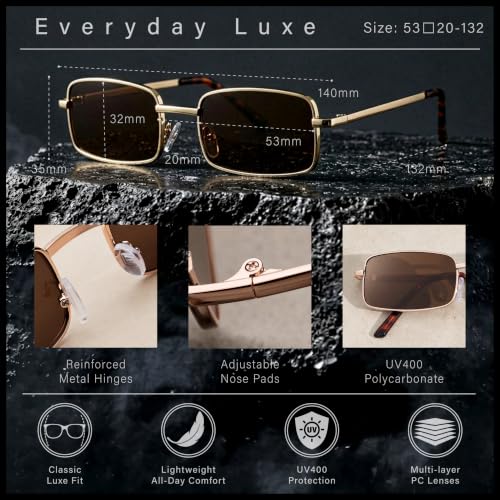 Image of SA106 Mens Retro Vintage Narrow Rectangular Metal Sunglasses