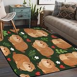 Tavisto Cute Heart Groundhog Pattern Area Rug 4x6 Machine Washable Rug Ultra Soft Foldable Area Rugs with Non-Slip Backing for Office Living Room Bedroom