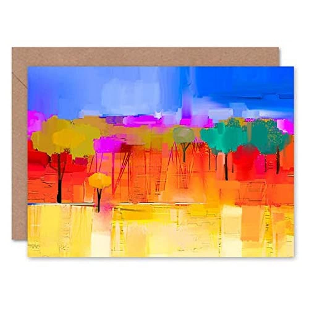 Fine Art Prints Abstract Landscape With Trees Greeting Card With Envelope Inside Premium Quality
