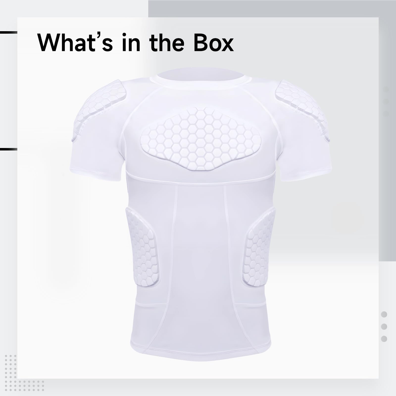 Camisa de compresión XXL blanca, acolchada para equipo de protección de fútbol y baloncesto, protectores de costillas, manga corta anticolisión