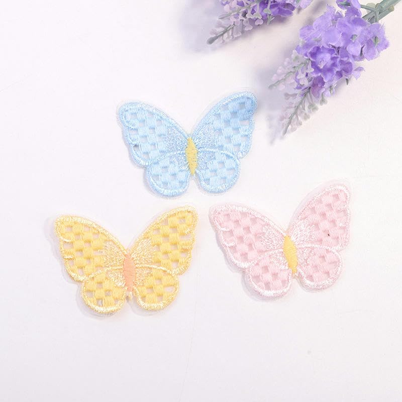 Parches de Bordado 30 Parches de Ganchillo con Forma Mariposa pequeña, 6 x 4 cm, Bordados, for Planchar, Chinos, for Coser en Ropa, Vaqueros y Chaquetas(Orange)