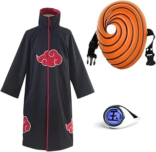 Cloak Itachi Robe Set with Mask, Anime Cosplay Costume Halloween Cape Cloaks for Adults & Kids