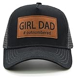 Waldeal Girl Dad Leather Trucker Hat for Men and Women, Adjustable Baseball Cap, Golf Snapback Hat