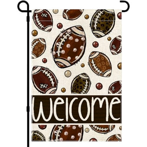 Heirloom Haven Fall Decor Football Garden Flag 12x18 Double-Sided for Outside Welcome Autumn Soccer Polka Dot Decor Small Burlap Yard Flag Thanksgiving Harvest Seasonal Home Decorations Outdoor Farmhouse