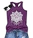 JILUVIN Tank Tops for Women Racerback Summer Sleeveless Top Casual Graphic Basic Shirts, Purple White Flower, S