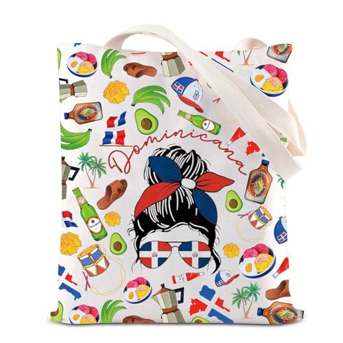 TGBJE Dominican Vacation Tote Bag with Flag and Souvenirs