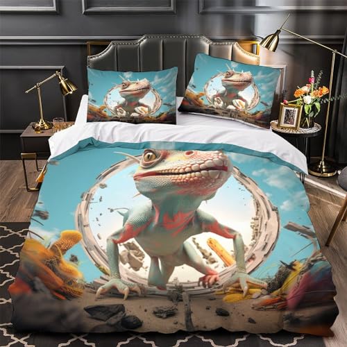 Parure de lit lézard 3D pour chambre d'enfant et ado en 140x200 - 4