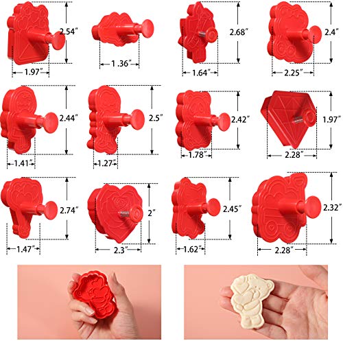 16 Pieces Valentine's Day Cookie Cutters Set, 3D Sugar Cookie Pie Crust Cutter Pastry Fondant Stamper Baking Mold Cake Decorating Tool With Handle Spring Device, Direct Embossing #TOP2