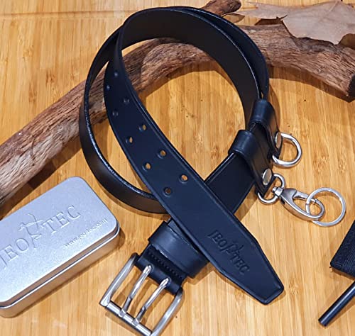 JEO-TEC Leather Bushcraft Belt Kit Set with 5 accessories for hiking camping fishing and outdoor activities - Belt for Men Handmade in Spain2
