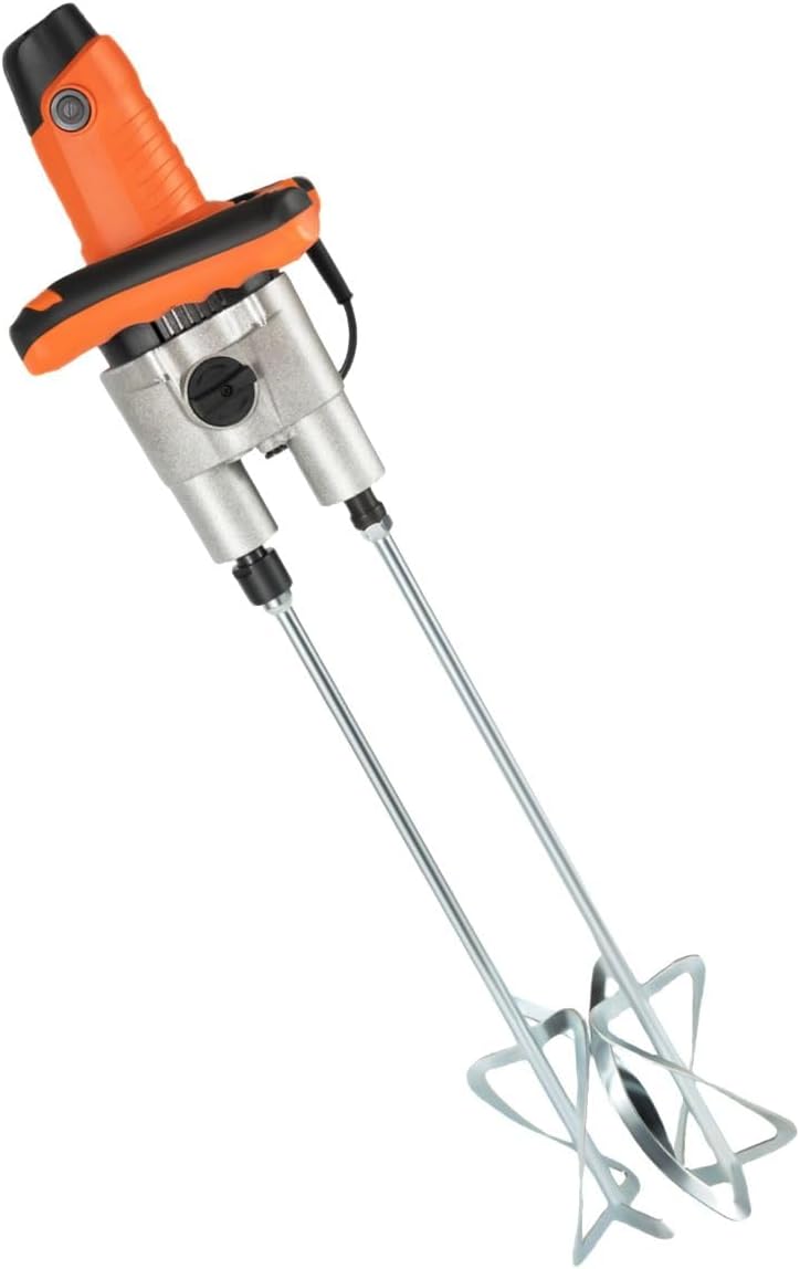 1800W Electric Concrete Mixer with Two Rods, Handheld Mud Mixer Paint Mixer Electric Mortar Mixer, Portable Mortar Mixer Mud Mixe for Mixing Mud, Cement, Mortar