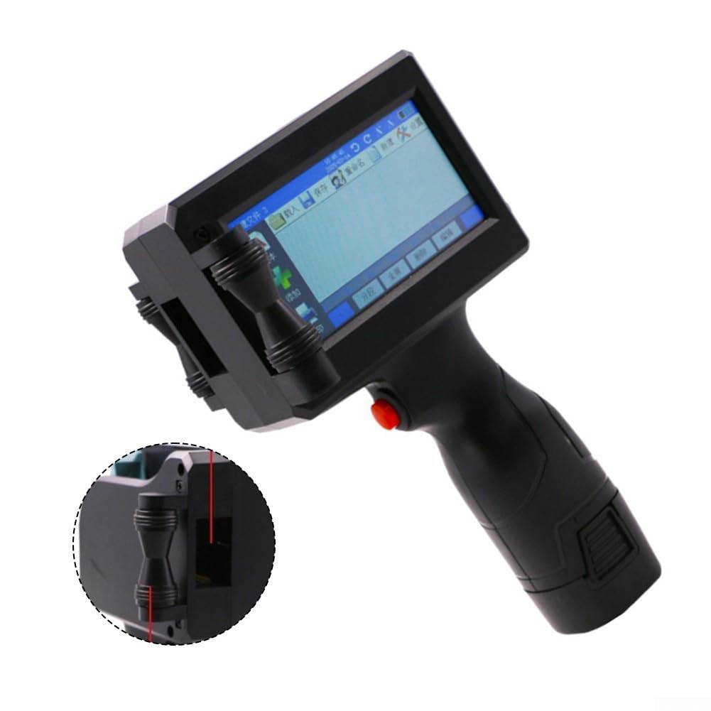 Stampante a getto d'inchiostro portatile portatile con touchscreen da 4,3 pollici per metallo legno vetro tessuto etichettatura cartone Date di produzione Numeri di lotto e codici QR nero