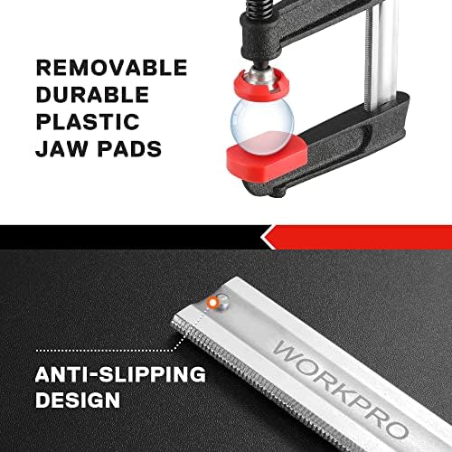 WORKPRO Wood Clamps Bar Clamps Set 2-Piece, Heavy Duty Quick Slide Clamps for Woodwork, 200mm(8-Inch) & 300mm(12-Inch)