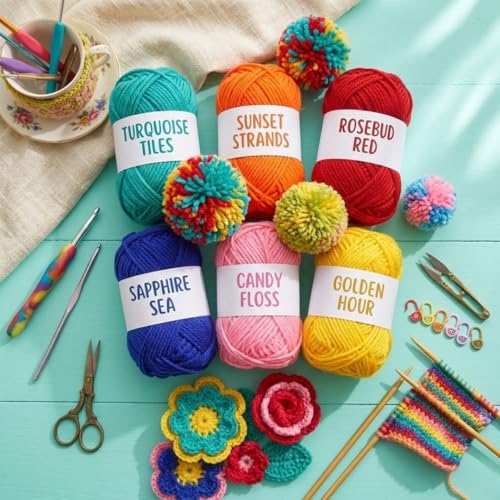 Image of 12 Multicolor Soft Wool Yarn Balls for Knitting, Crochet & DIY Craft | Acrylic Knitting Thread for Hand Embroidery, Weaving, Sewing & Art Projects | Bright Assorted Colors (Neon)