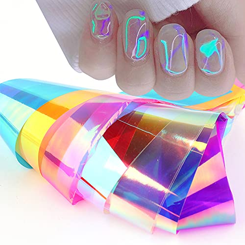 Dornail Aurora Film Broken Glass Paper Nail Foil Stickers Holographic Nail Decals Rainbow Nail Stickers For Nail Art Decorations #TOP6