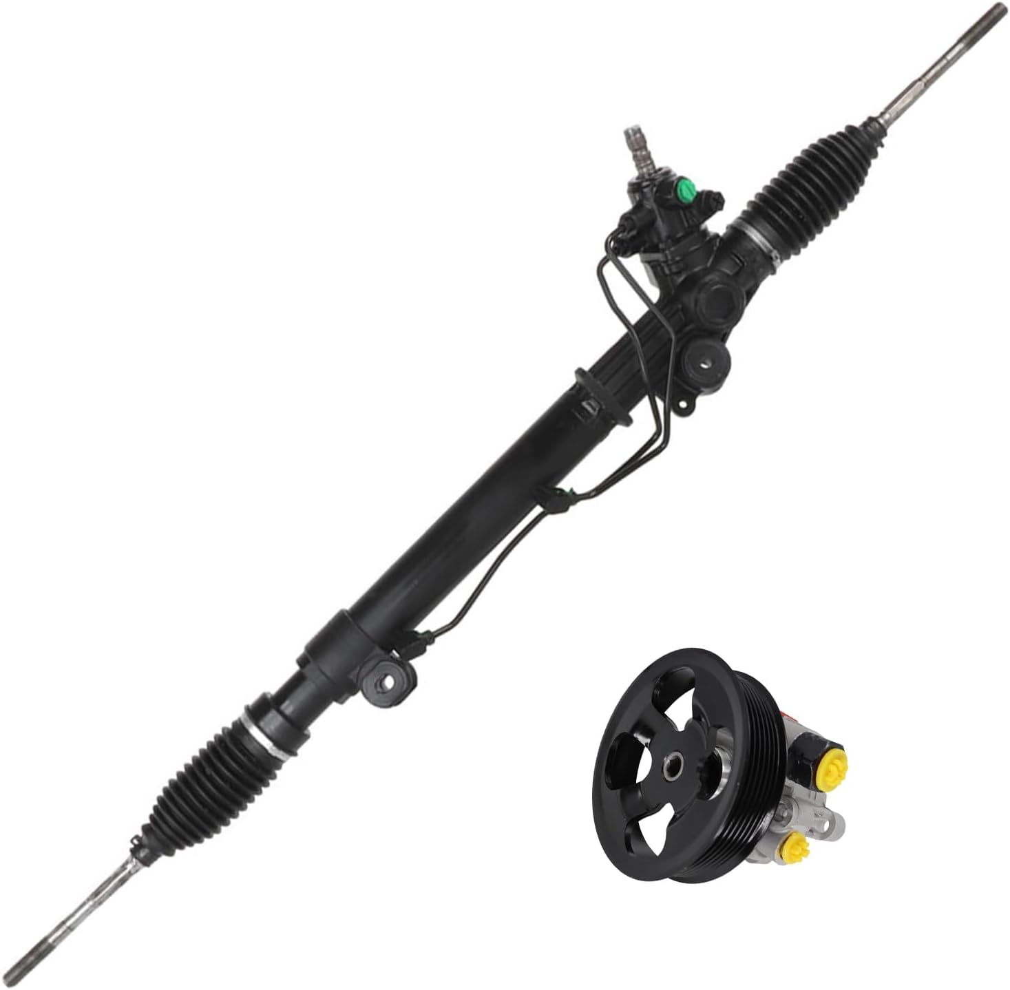 Detroit Axle - Rack and Pinion Power Steering Pump for 2003-2009 Toyota 4runner 2007-2009 FJ Cruiser 2004 2005 2006 2007 2008 Power Steering Pump with Pulley Rack and Pinion Assembly [with Seal Kit]