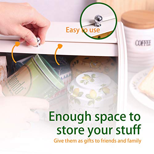 X458 Cream Metal Bread Box/Bin/Kitchen Storage Containers With Roll Top Lid (Cream) #TOP3