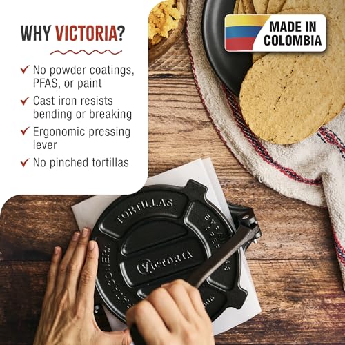 Victoria Cast Iron Tortilla Press, Tortilla and Roti Maker, Made in Colombia, 6.5 Inches by VICTORIA - Image 2