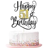 Ruscalin happy 51st birthday cake topper,51 birthday party cake decorations