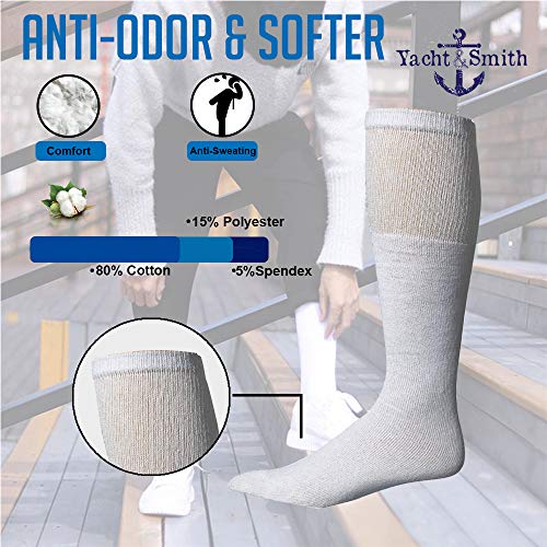 Yacht & Smith Big And Tall Mens Athletic Cotton Tube Socks, Wholesale Bulk Pack Referee Socks - King Size, by SOCKS’NBULK4