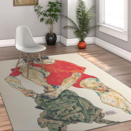 Tapis Egon Schiele pour sécuriser un sol glissant avec un grand design artistique de salon
