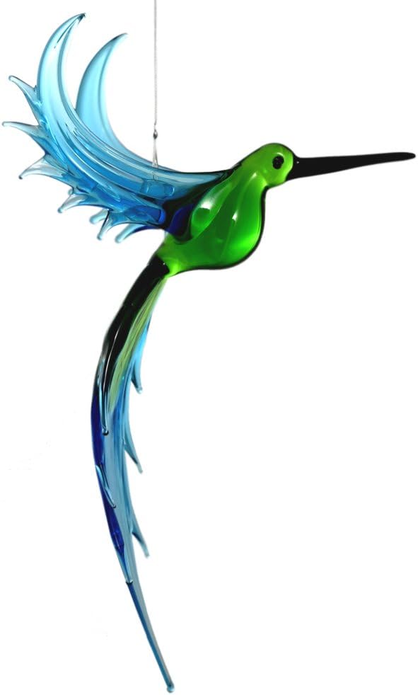 American Made Hanging Glass Figurine Ornament - Exotic Hummingbird