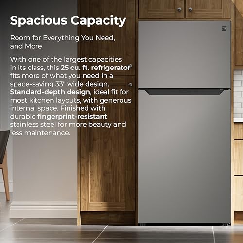 Kenmore 25 cu. ft. 33" Wide Top Mount Refrigerator - FPR Stainless Steel - Image 3
