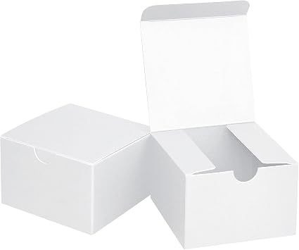 Fairlegend Small White Gift Boxes 3x3x2 White Kraft Paper Boxes for Gifts, Party Favors, Showers, Crafts, Candy Boxes, 100 Pack, Pure White