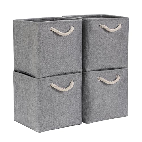 Mangata Stoff Aufbewahrungsbox 25x25x25 cm Faltbar Grau 4er Pack – Ansicht 1