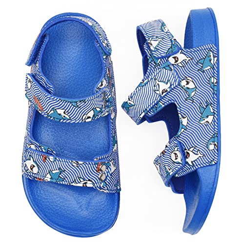 Sandales Garçons Fille Enfants Sandales Bout Ouvert Ete Antidérapant Confortable Marche Enfant Sandales (Bleu Requin, 24EU) Cover