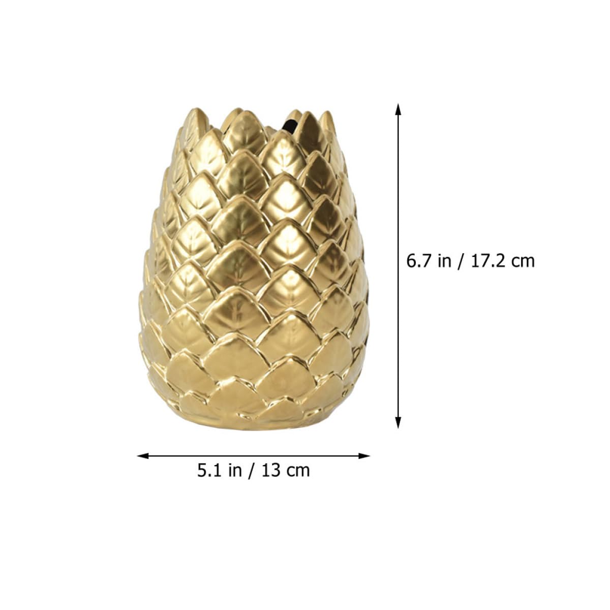 Jarrón Artístico y Contenedor de Flores Estilo Nórdico de Cerámica Dorado Simple Forma Redonda Elegante para de Escritorio