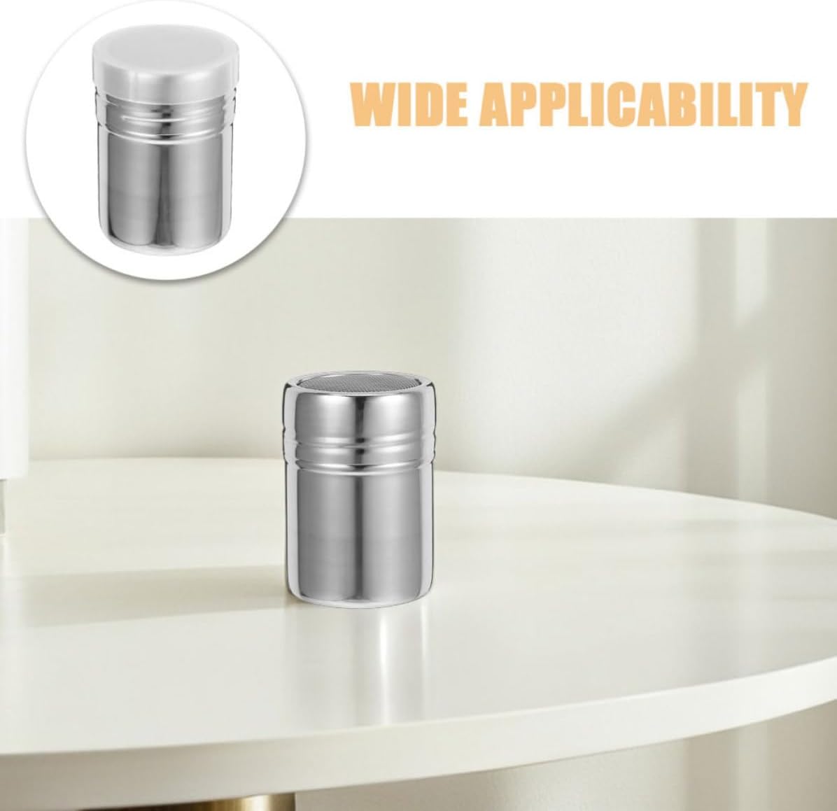 SOLUSTRE Powdered Sugar Shaker Sturdy Pp Material Fine Mesh 2 Pcs Stainless Steel with Lid, Dusting Sugar Shaker Even Powder Distribution and Chocolate for Coffee Bar for Cocoa,