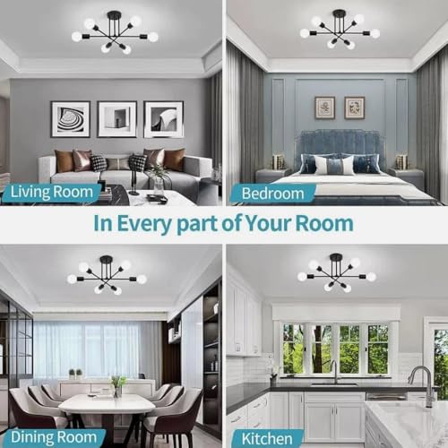Blendra 6-Lights Chandelier Ceiling Light Black Ceiling Light For Living Room,Bedroom,Kitchen,Dining Room Modern - 3