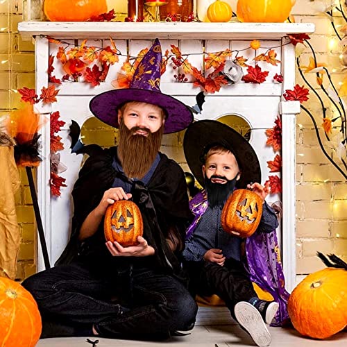 AWAVM 4 Stücks gefälschte Bärte, Halloween Bart, Weihnachtsmann Bart, weißes langes Haar, Schwarzbart, Party Bart