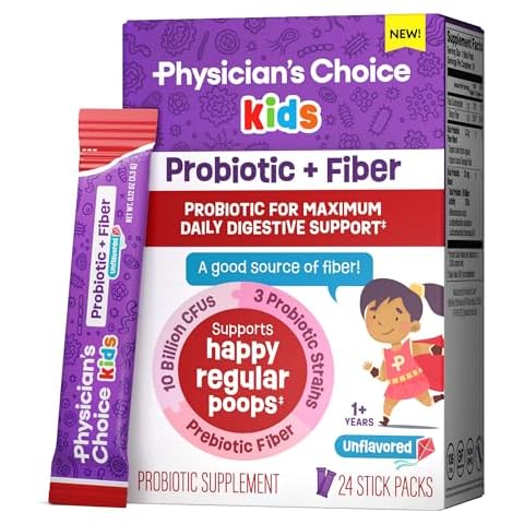 Physician's Choice Kids Probiotic + Prebiotic Fiber Packets (Ages 1+) - Supports Regularity, Occasional Constipation & A Healthy Digestive System - No Allergens or Preservatives - Unflavored - 24 Pack Cover