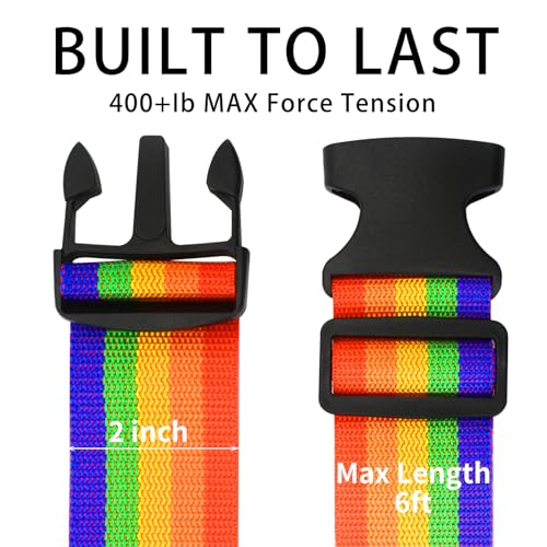 Image of BILIONE 4 Pack Luggage Straps 79 inch Long Belts Keep Suitcase Secure While Traveling, TSA Approved Add a Bag Premium Accessory for Travel Bag Closure (4 Pcs Rainbow)