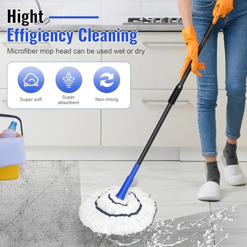 Buve TWIST MOP BLUE Self Wringing Twist Mop For Floor Cleaning, Microfiber Mop With Wringer Long Handled, String Wet Floor Mop For Hardwood Vinyl, Tile thumb #2
