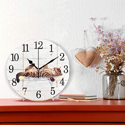 Horloge murale en bois rétro roses et papillons de 25 cm - 4