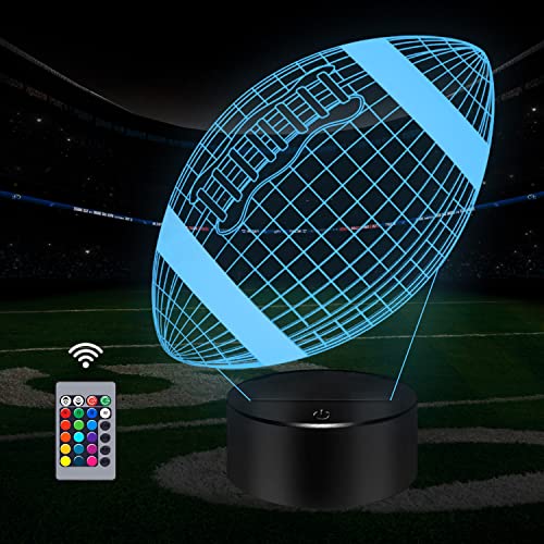 Football Gifts Football 3D Night Light, 16 Colors Changing Touch & Remote Control Table Illusion Lamp, Bedroom Office Gaming Decor, Christmas Birthday Xmas Gift Toys For Boys Girls Men Sport Fans #TOP7