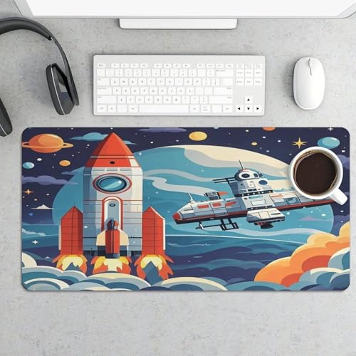 Rocket Clipart Space Ship Desk Pad Large Office Desk Mat miniatura 5