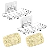【Breite Anwendung】Die Dusche Seifenhalter kann man auch in der Spüle platzieren, um Schwamm, Spülbeckensieb und Spültuch zu speichern. Und an den Haken können Halskette, Badekugel und Badetuch aufgehängt werden.