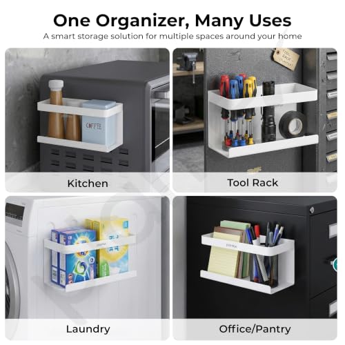 Image of Plantex Refrigerator Side Storage Rack /Carbon Steel Magnetic Shelf for Fridge /Kitchen Rack Organiser /Spice Rack - (White)