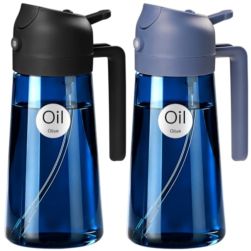 Image of YARRAMATE 16oz /470ml Light-Blocking Dark Oil Sprayer for Cooking | 2 in1 Olive Oil Dispenser Bottle for Kitchen, Premium Blue Glass Oil Bottle, Food-Grade Oil Mister for Air Fryer (BlackNavy)