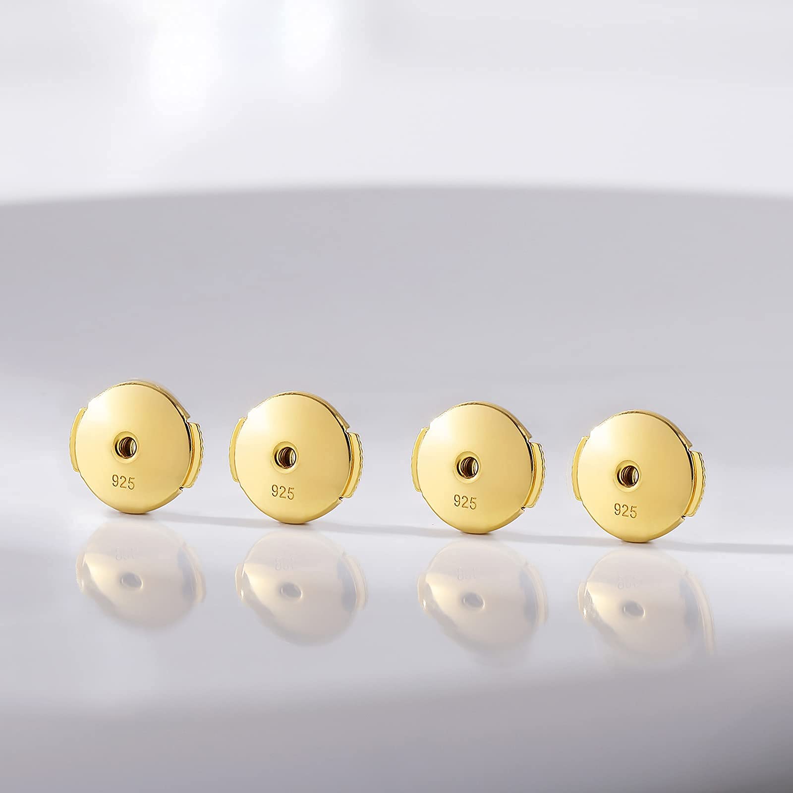 Chiusure per orecchini, ipoallergeniche, dorate, per orecchini a perno in oro bianco e argento, con chiusura piatta