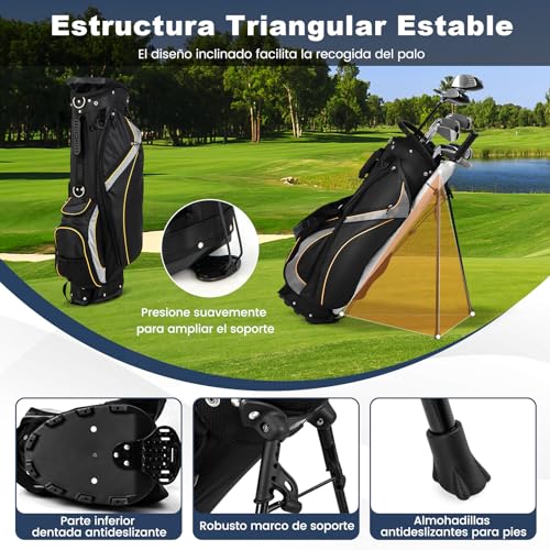 Miniatura 4 de Costway Bolsa De Golf Hombre De Viaje Profesional 9 Pulgadas Con Soporte Correa De Transporte