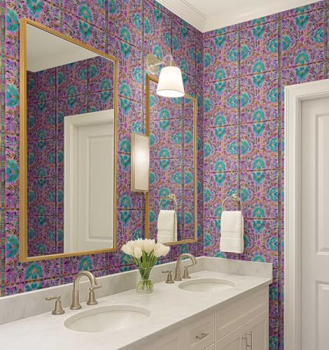 Papier peint violet amovible vinyle revêtement mural imperméable motif arabesque